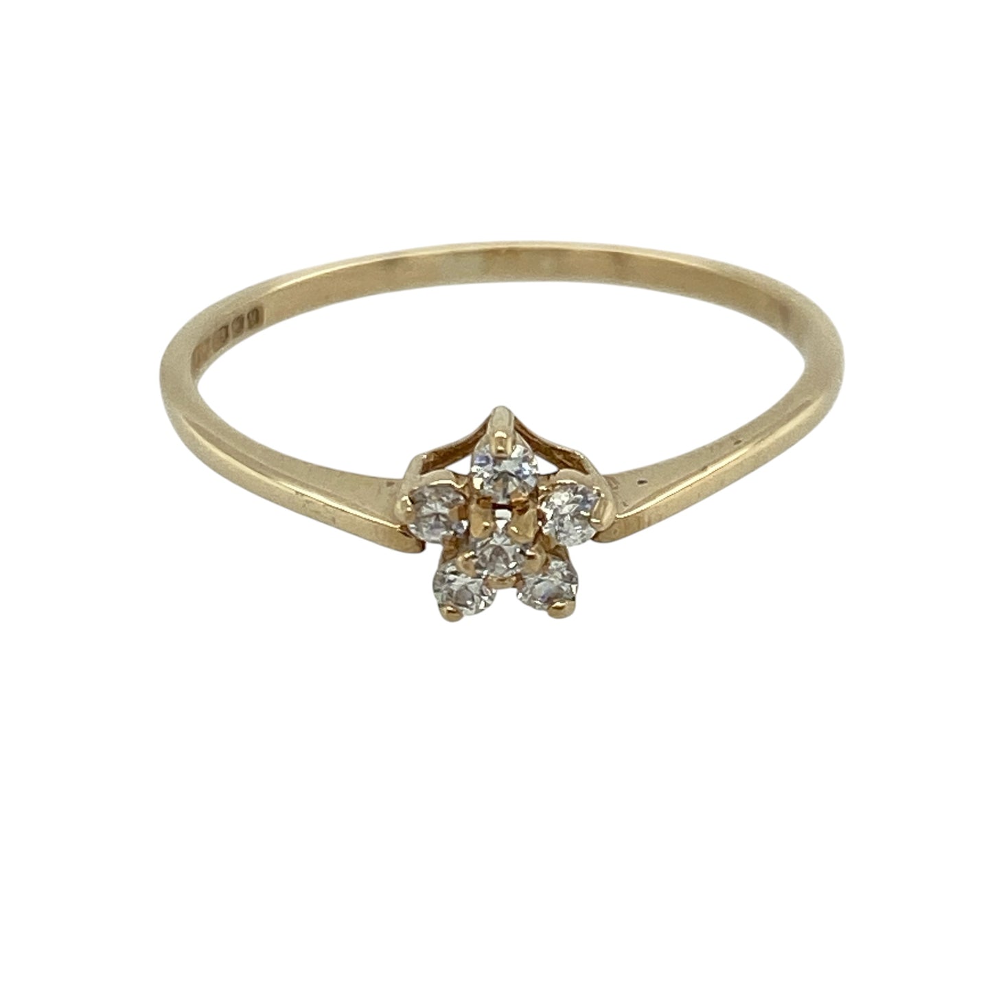 9ct Gold & Cubic Zirconia Flower Cluster Ring