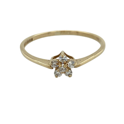 9ct Gold & Cubic Zirconia Flower Cluster Ring