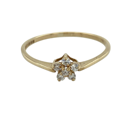 9ct Gold & Cubic Zirconia Flower Cluster Ring