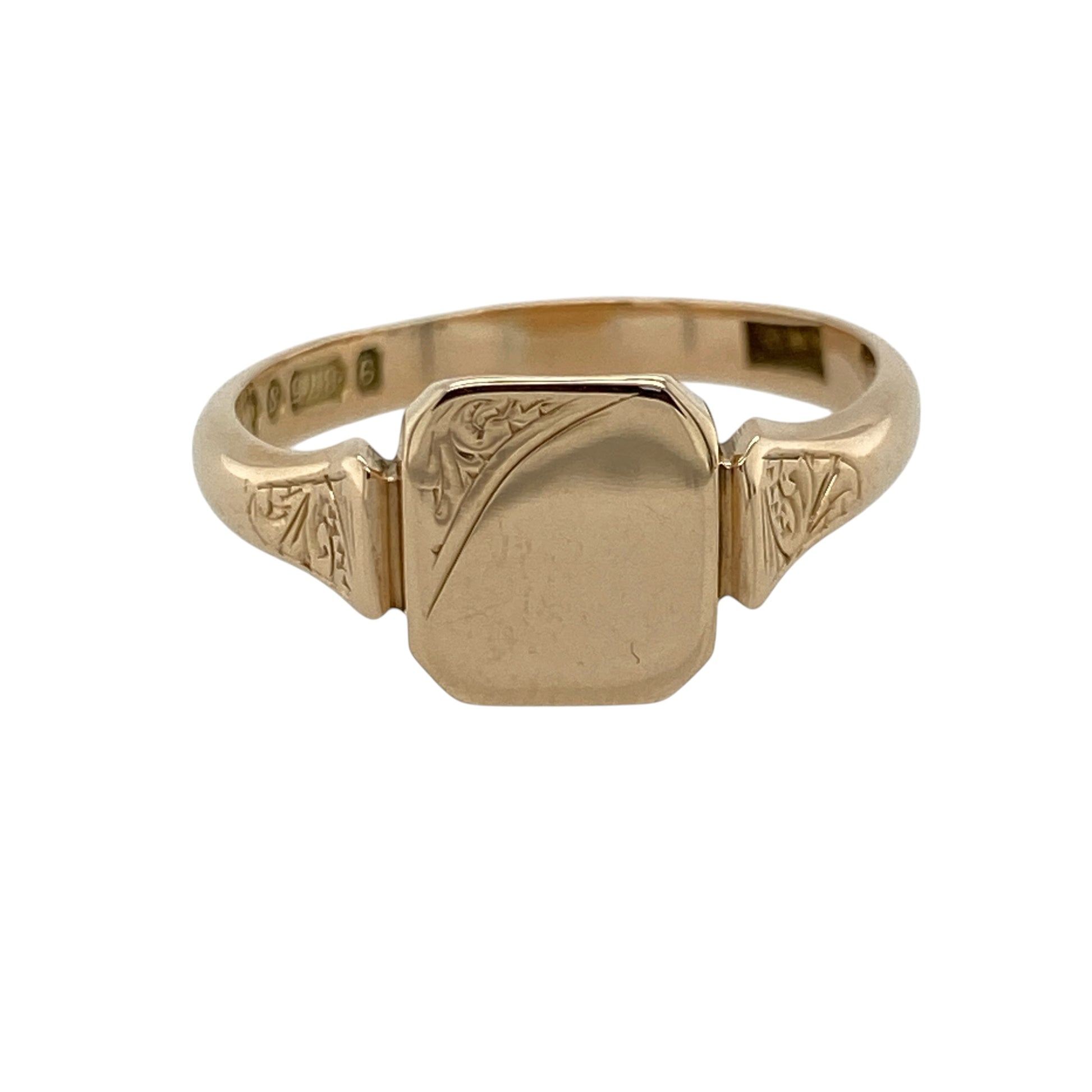 9ct Gold Patterned Square Signet Ring