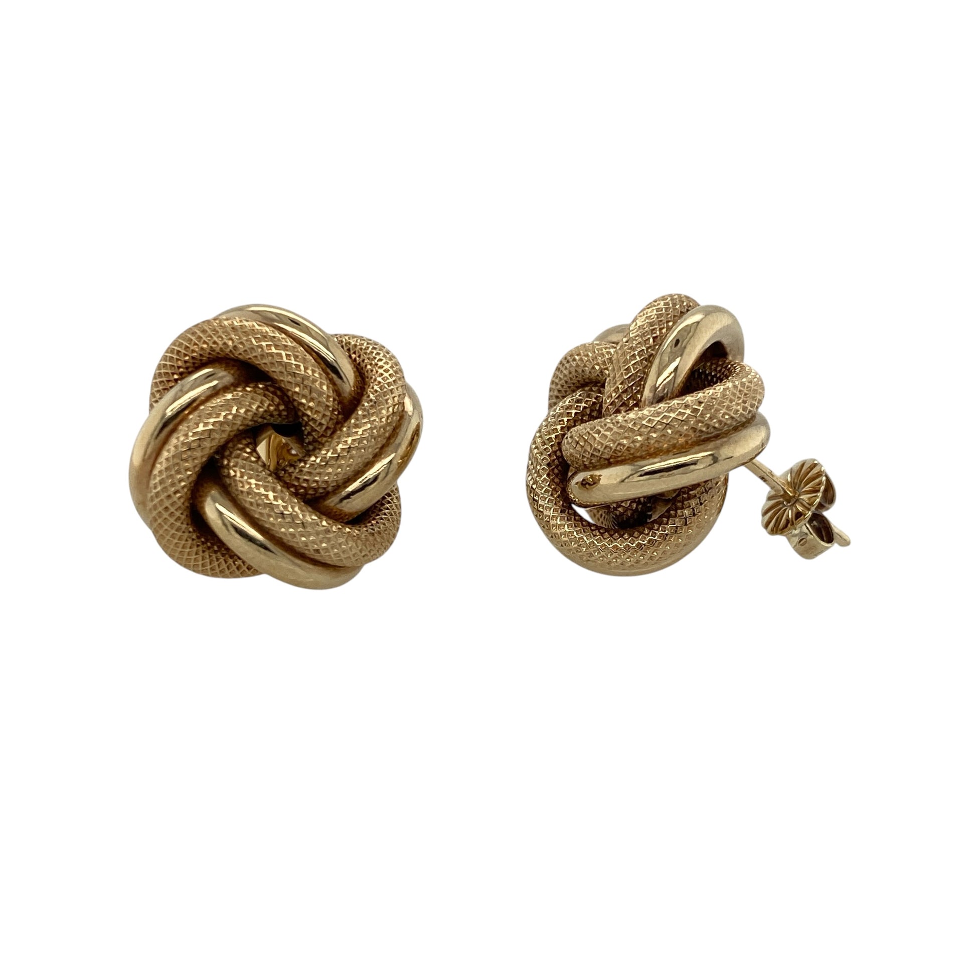 9ct Gold Patterned Knot Stud Earrings