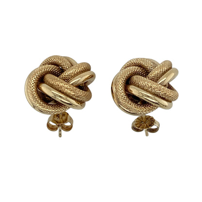 9ct Gold Patterned Knot Stud Earrings