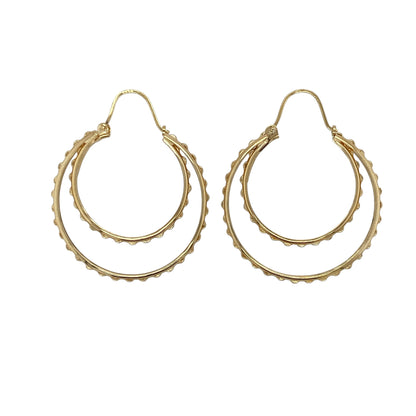 9ct Gold Double Hoop Creole Earrings