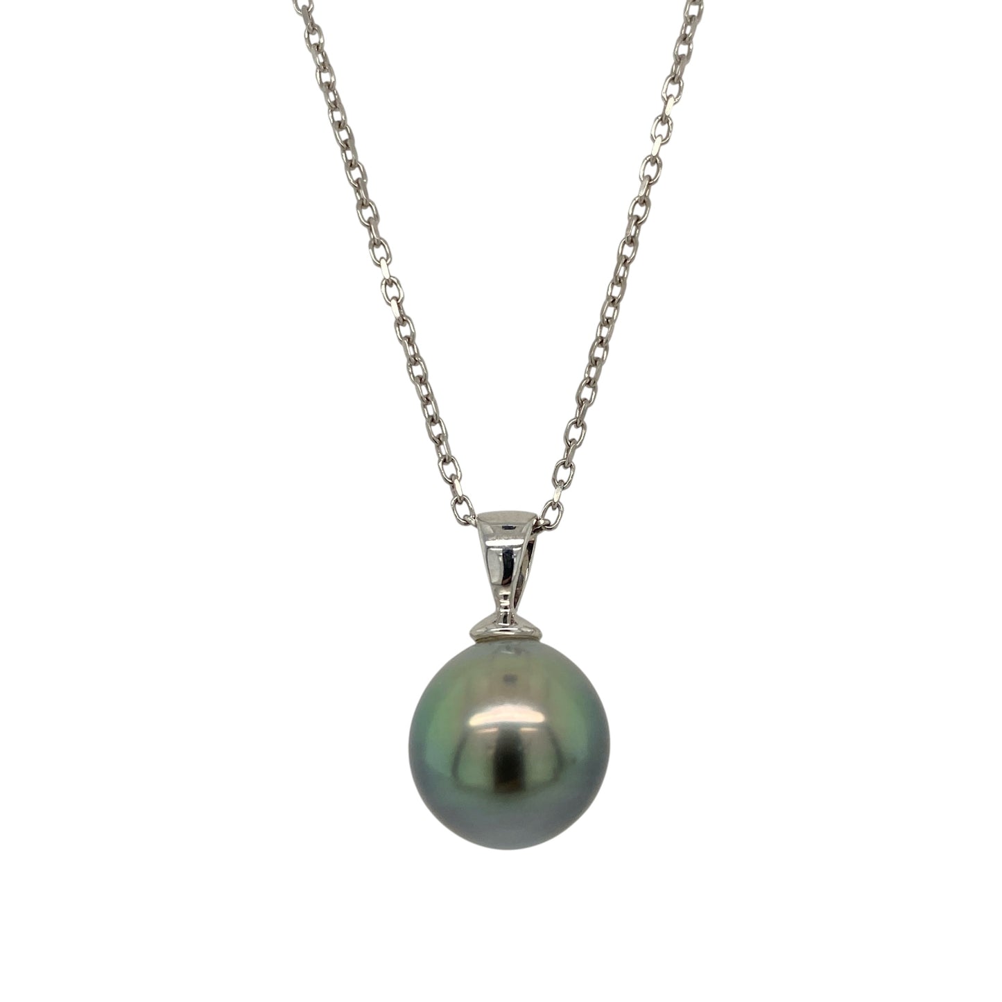 18ct White Gold & Grey Pearl 18" Necklace