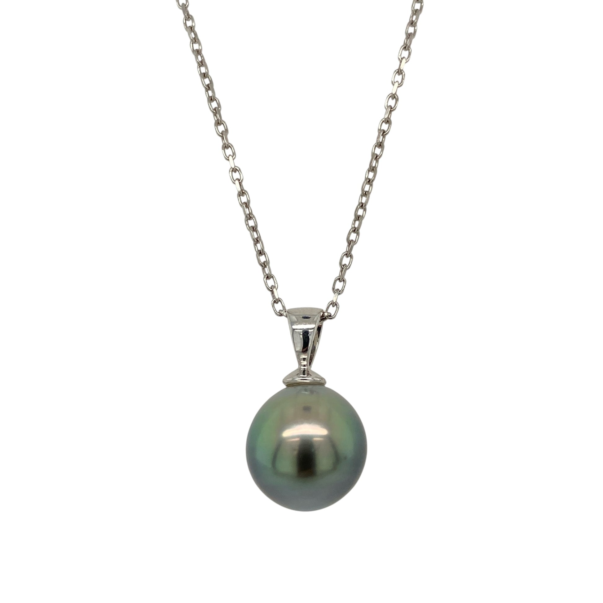 18ct White Gold & Grey Pearl 18" Necklace