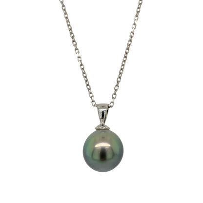 18ct White Gold & Grey Pearl 18" Necklace