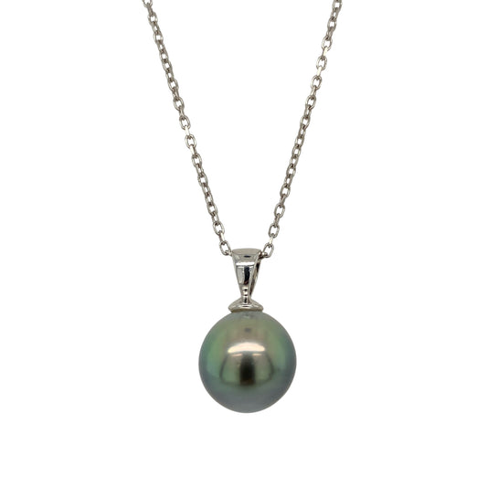 18ct White Gold & Grey Pearl 18" Necklace