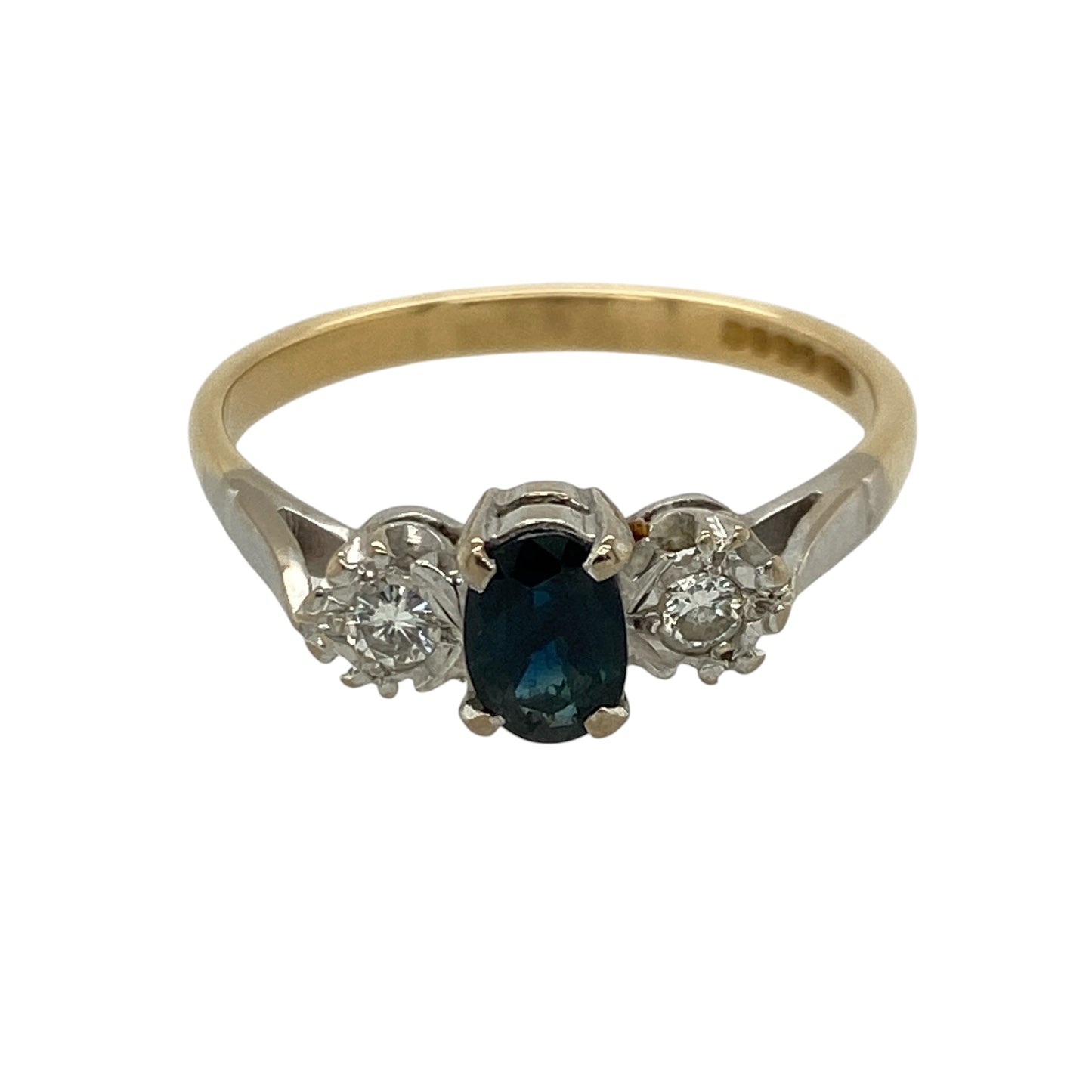 18ct Gold Diamond & Sapphire Trilogy Ring