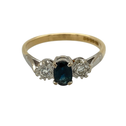 18ct Gold Diamond & Sapphire Trilogy Ring
