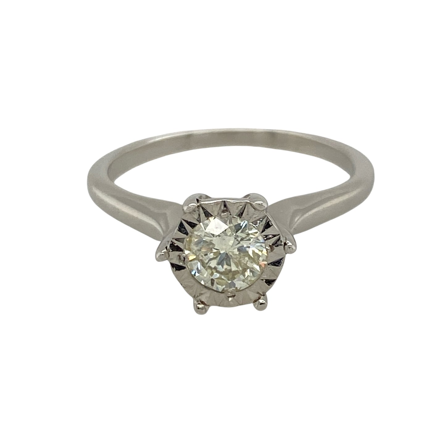 18ct White Gold & Diamond Illusion Set Solitaire Ring
