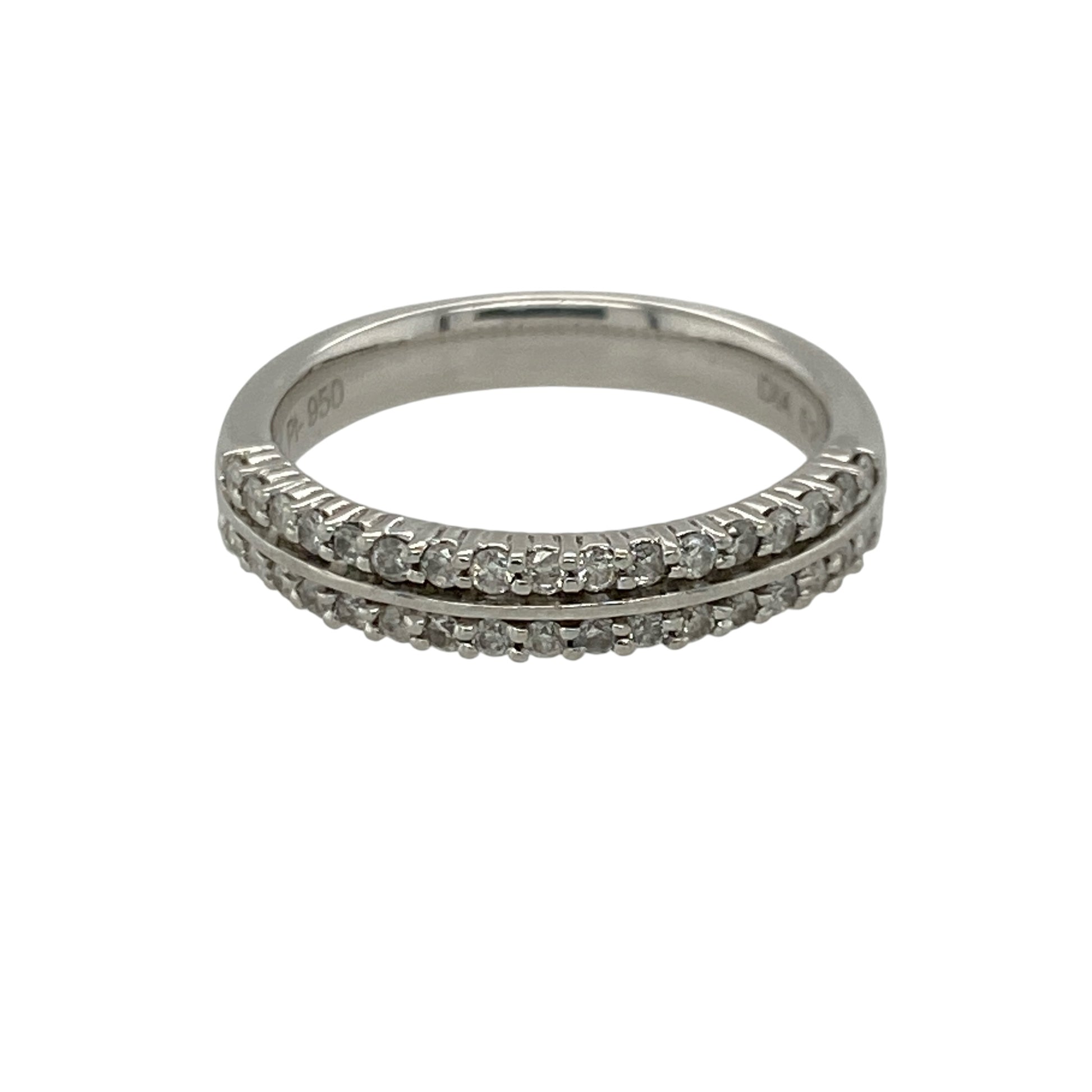 Platinum & Diamond Double Row Band Ring