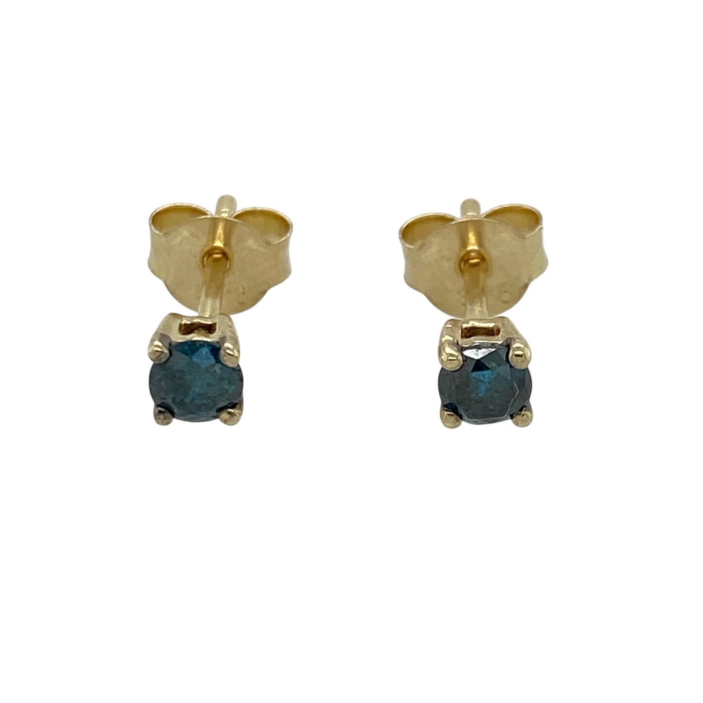 Add distinctive colour and refined sparkle to your jewellery collection with these pre-owned 9ct yellow gold and enhanced blue diamond stud earrings, featuring approximately 0.10ct diamonds in each earring—perfect for everyday wear, special occasions, or adding a colourful touch of diamond jewellery to your collection.

Design: The earrings feature a classic solitaire stud design centred with enhanced blue diamonds, creating a timeless and versatile appearance with an eye-catching touch of colour.