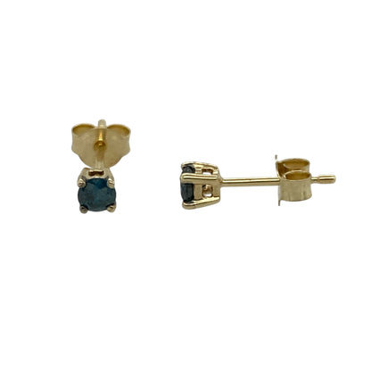 9ct Gold & Blue Diamond Stud Earrings