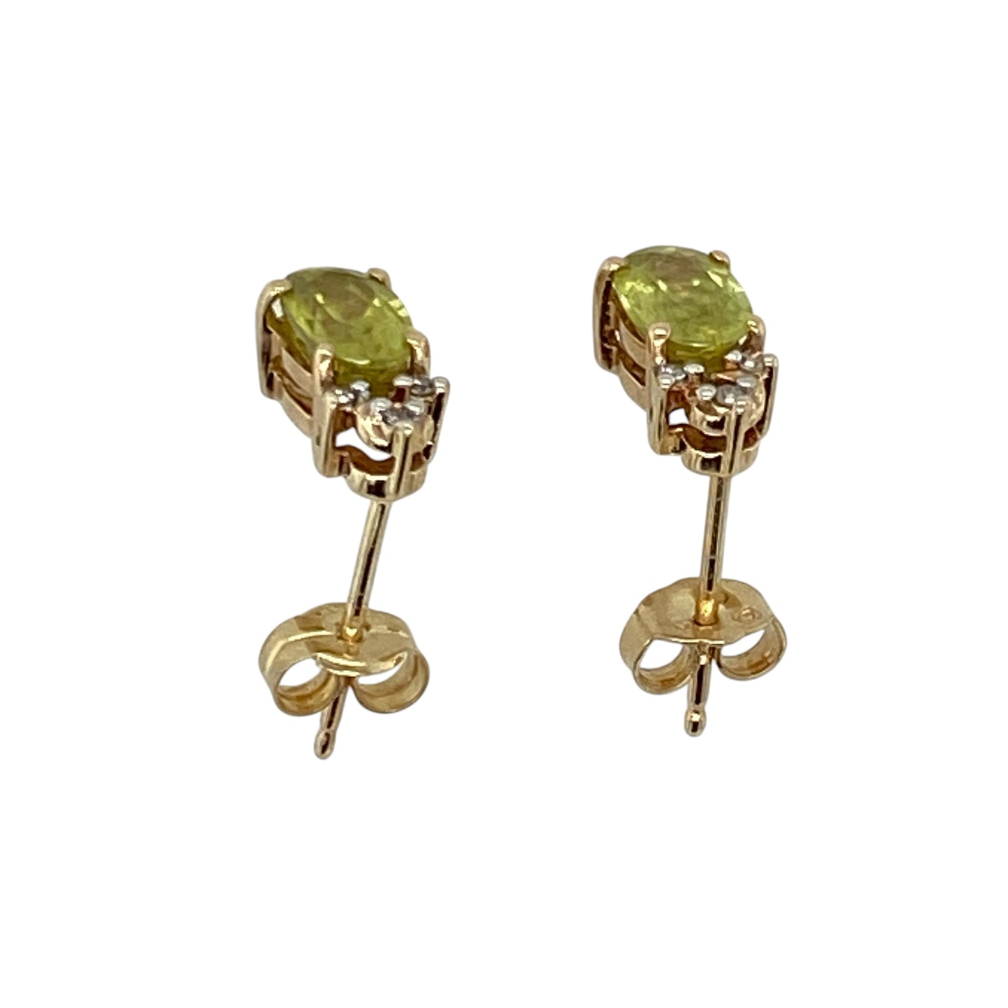 9ct Gold Diamond & Peridot Stud Earrings