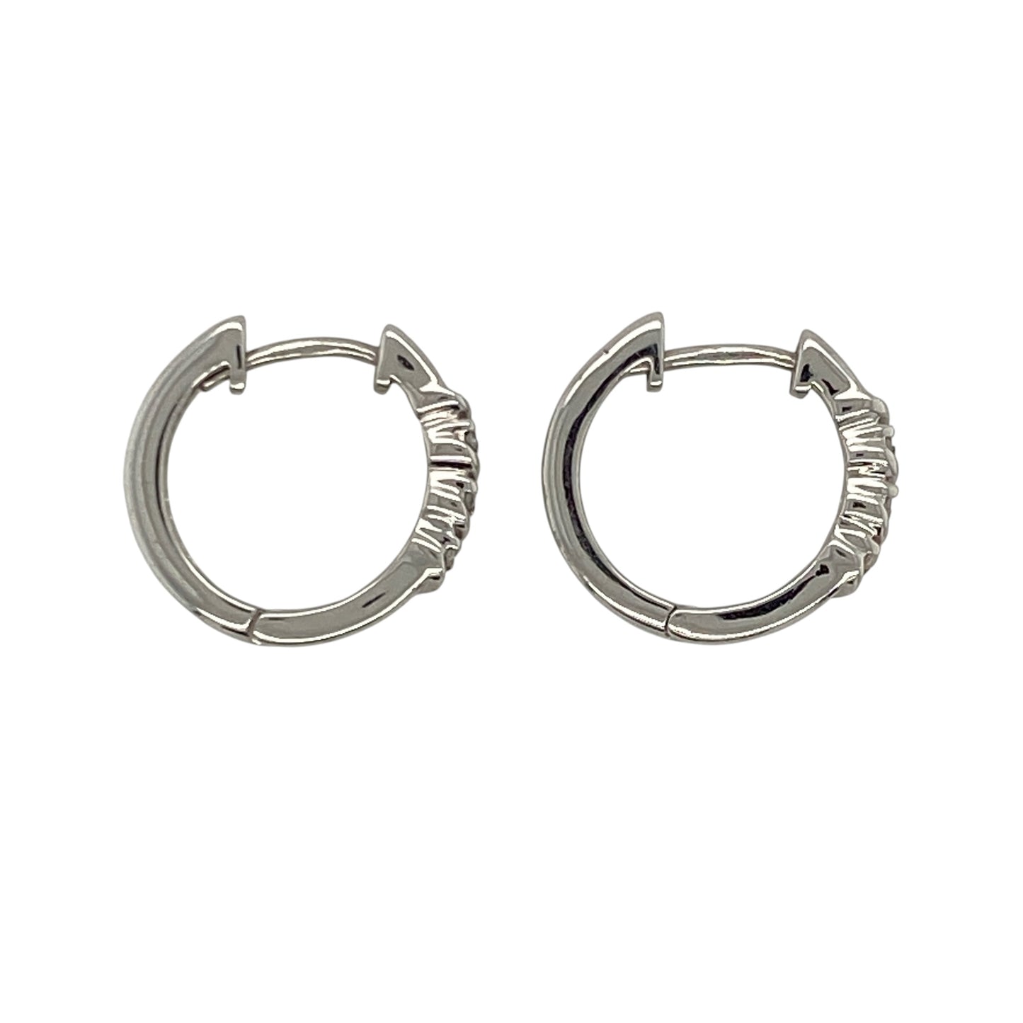 9ct White Gold & Diamond Small Hoop Earrings