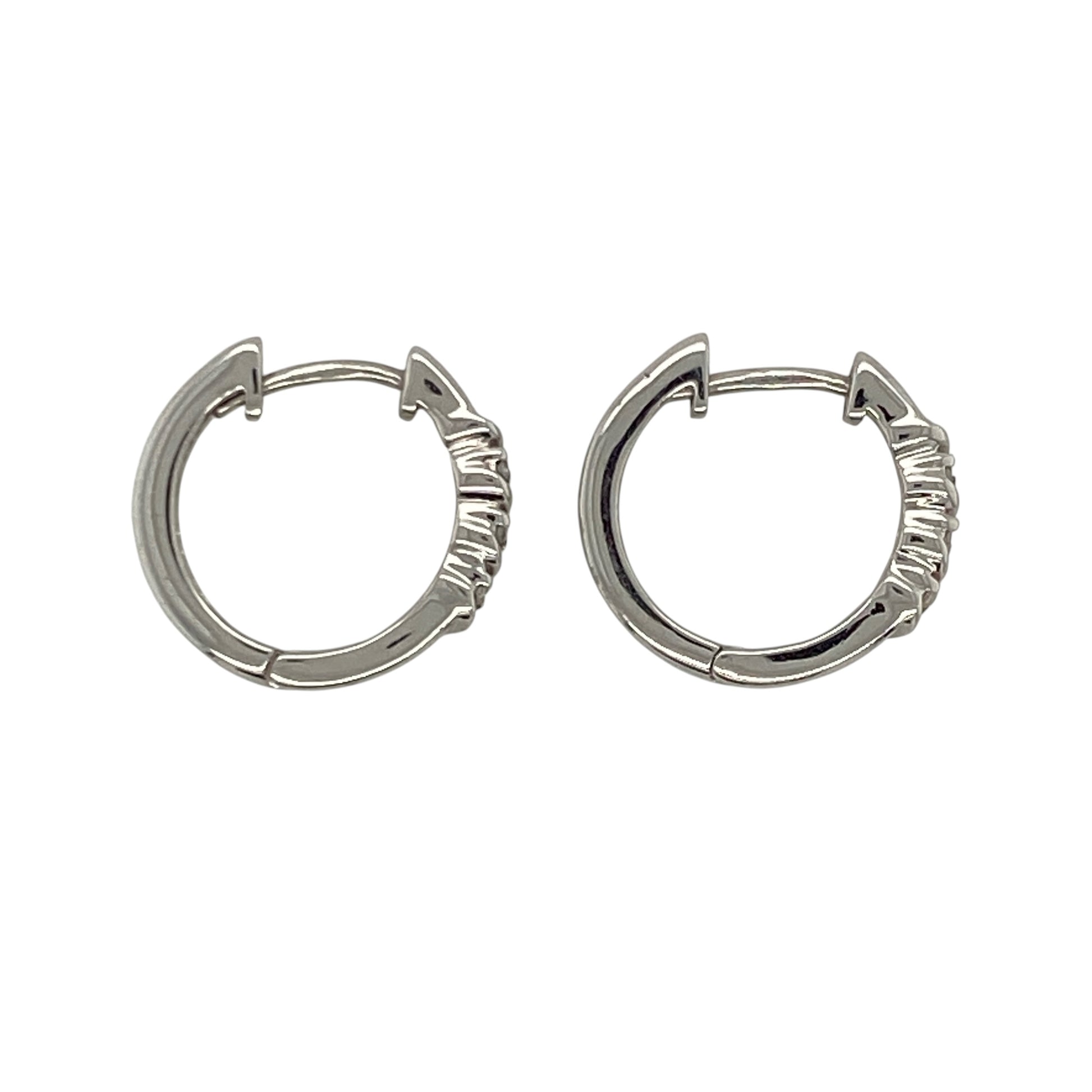 9ct White Gold & Diamond Small Hoop Earrings