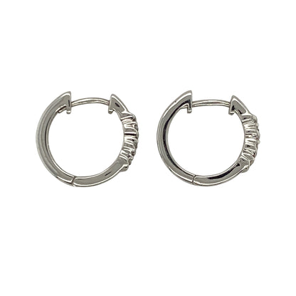 9ct White Gold & Diamond Small Hoop Earrings