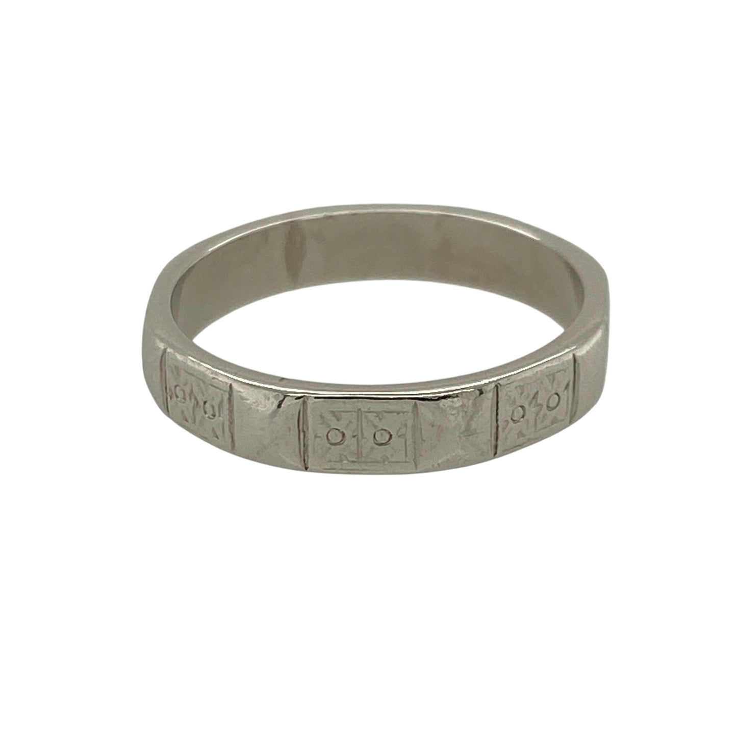Platinum 4mm Patterned Band Ring