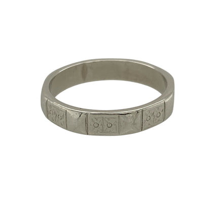 Platinum 4mm Patterned Band Ring
