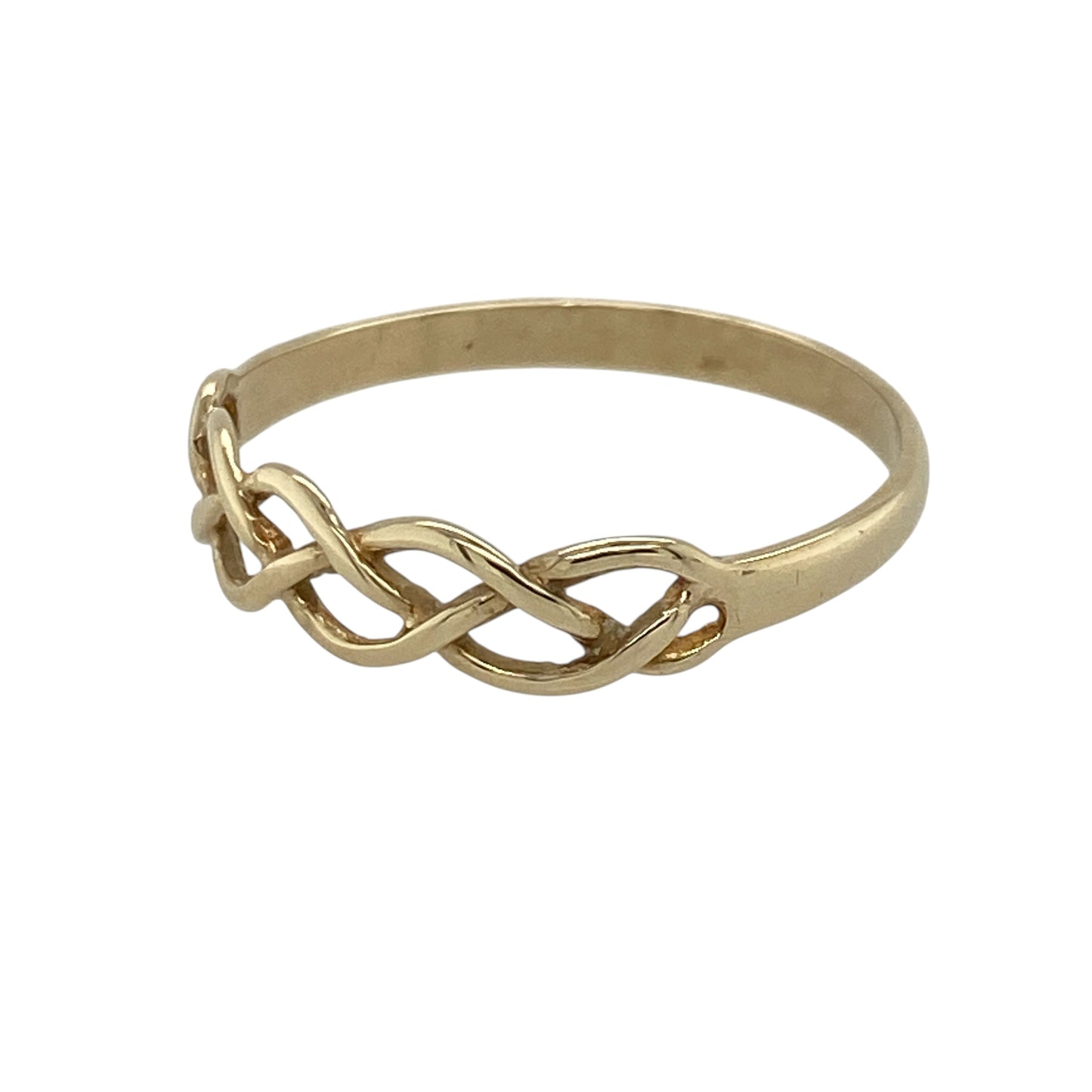 Add contemporary style and elegant detail to your jewellery collection with this pre-owned 9ct yellow gold open weave band ring, featuring an intricate openwork design and a comfortable wide profile—perfect as a dress ring, stacking ring, or distinctive everyday jewellery piece.

Design: The ring features an elegant open weave design across the front of the band, creating a light and decorative appearance with a contemporary twist on the classic gold band.