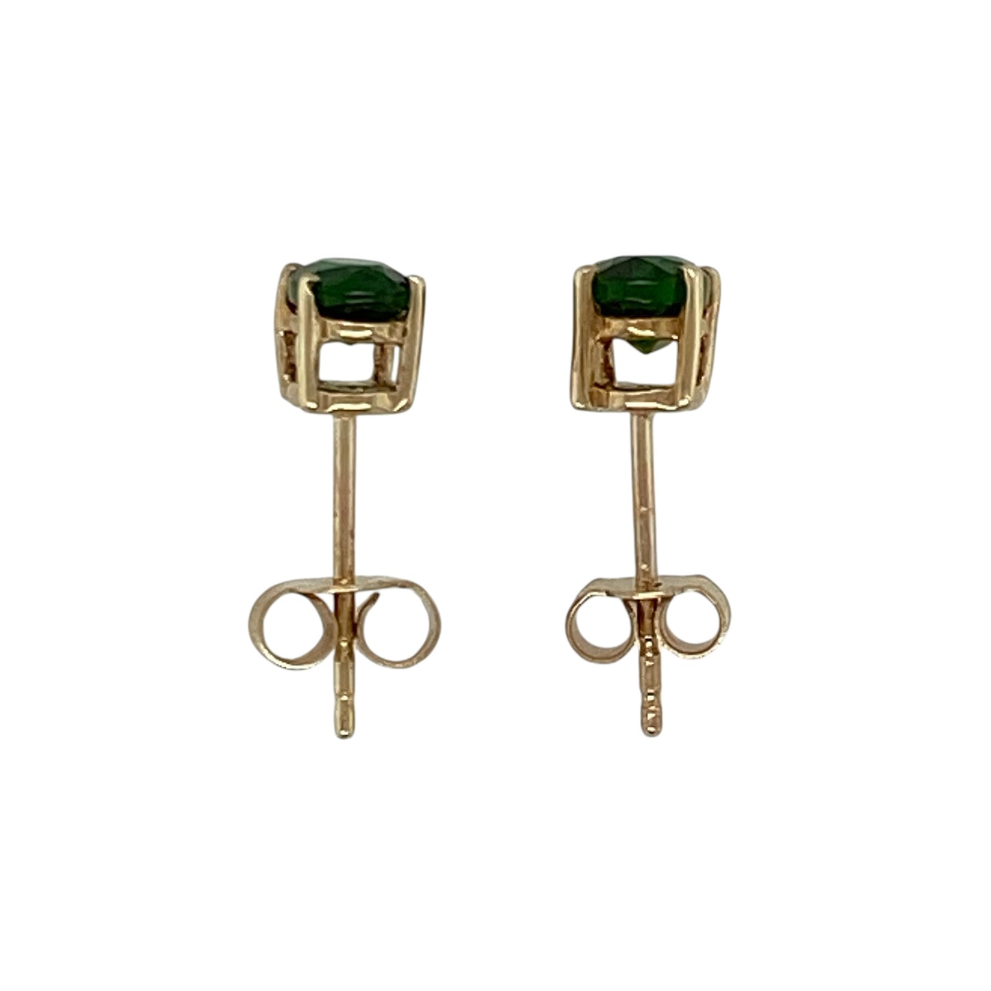 9ct Gold & Chrome Diopside Oval Stud Earrings