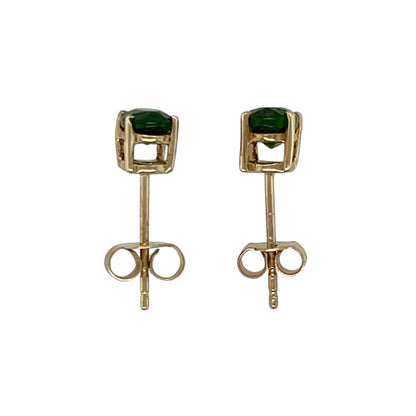 9ct Gold & Chrome Diopside Oval Stud Earrings