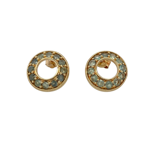 Add vibrant colour and timeless elegance to your jewellery collection with these pre-owned 9ct yellow gold green stone circle stud earrings, featuring a classic circular design with striking green gemstones—perfect for everyday wear, special occasions, or adding a touch of colour to any outfit.

Design: The earrings feature a classic circular stud design showcasing vibrant green stones, creating a simple yet elegant look that complements both casual and formal styles.