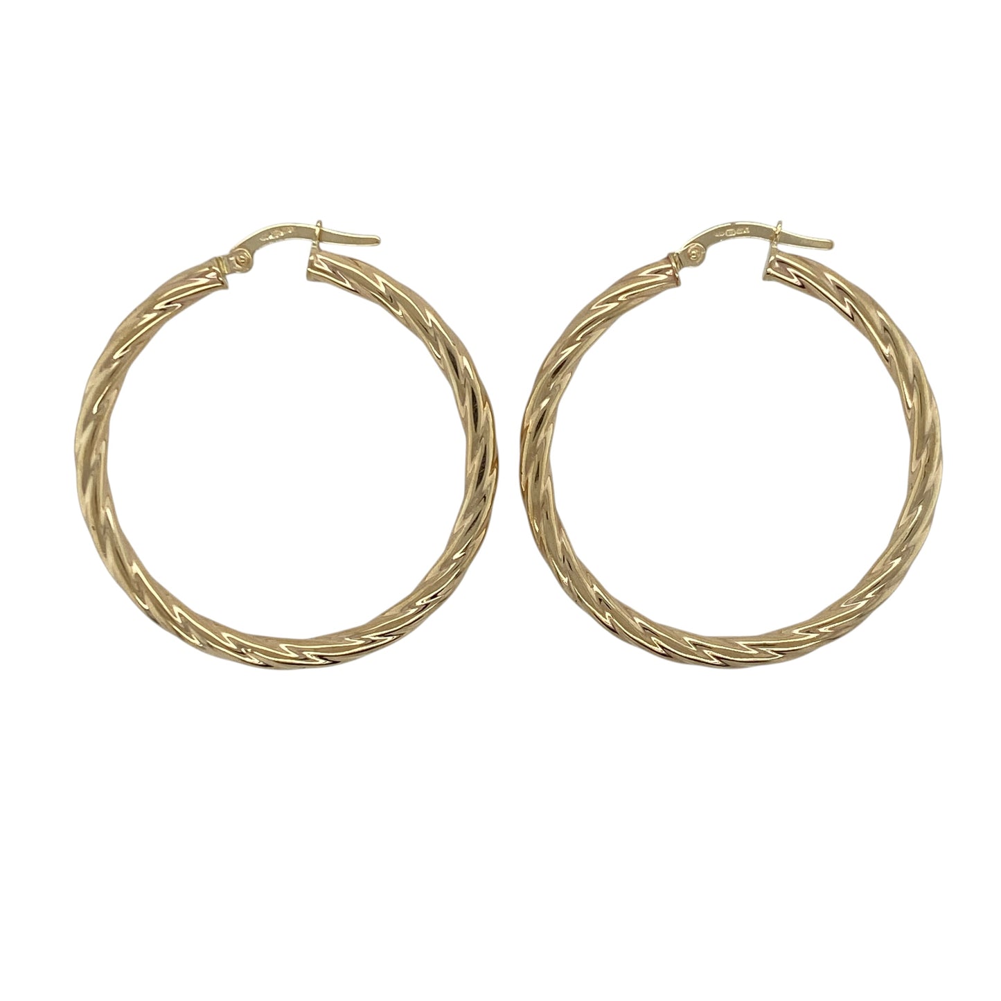 9ct Gold Twisted Hoop Creole Earrings