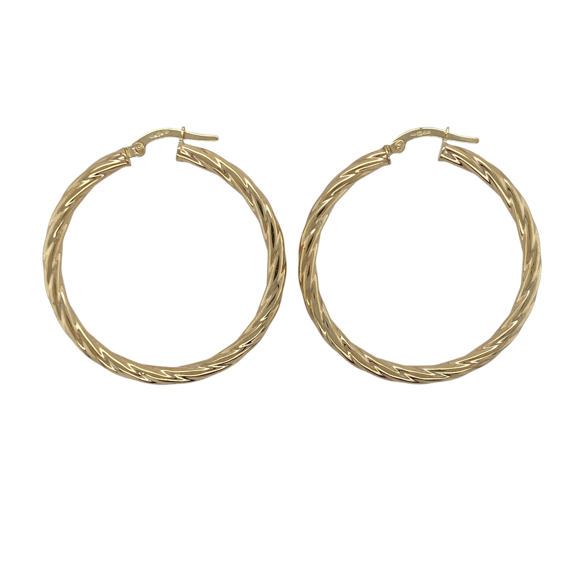 9ct Gold Twisted Hoop Creole Earrings