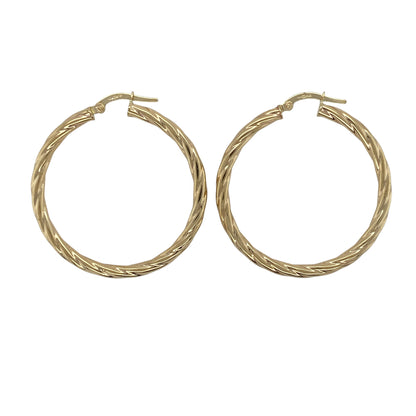 9ct Gold Twisted Hoop Creole Earrings