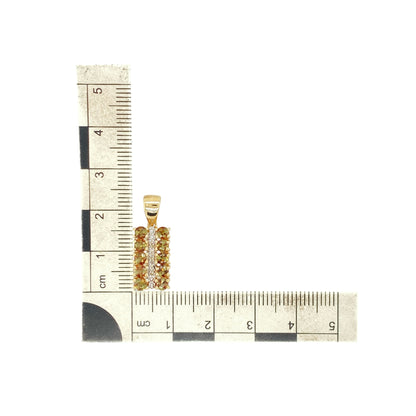 9ct Gold & Green/Brown Stone Rectangle Pendant