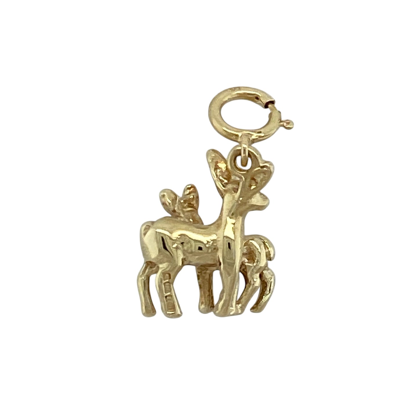 Add charming woodland style to your jewellery collection with this pre-owned 9ct yellow gold deer and fawn clip-on charm, featuring a beautifully detailed nature-inspired design—perfect for adding personality to a charm bracelet, necklace, or as a thoughtful gift for wildlife and animal lovers.

Design: The charm features an endearing deer and fawn design, capturing the beauty of nature with detailed styling that makes it a meaningful and eye-catching addition to any charm collection.