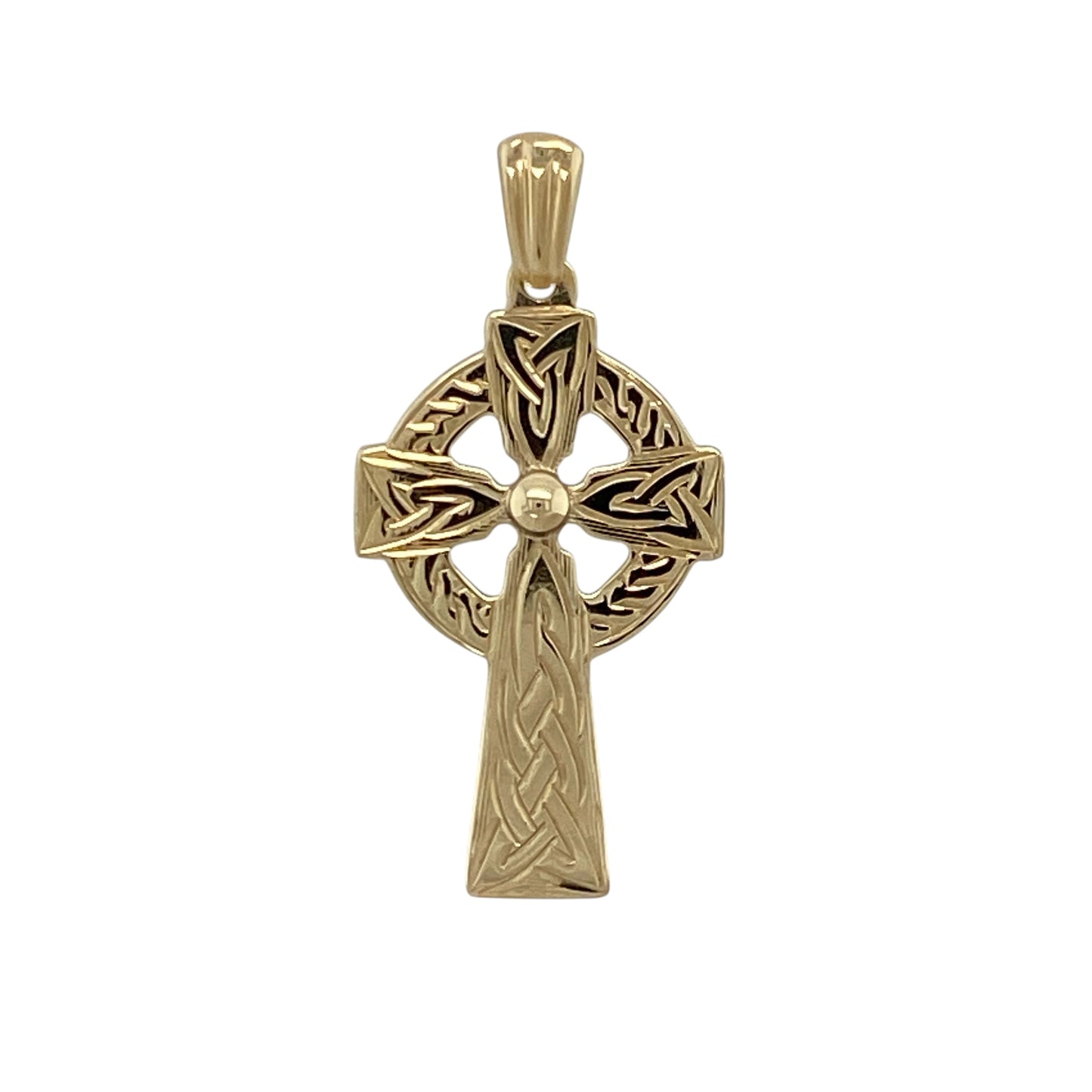 9ct Gold Patterned Celtic Cross Pendant