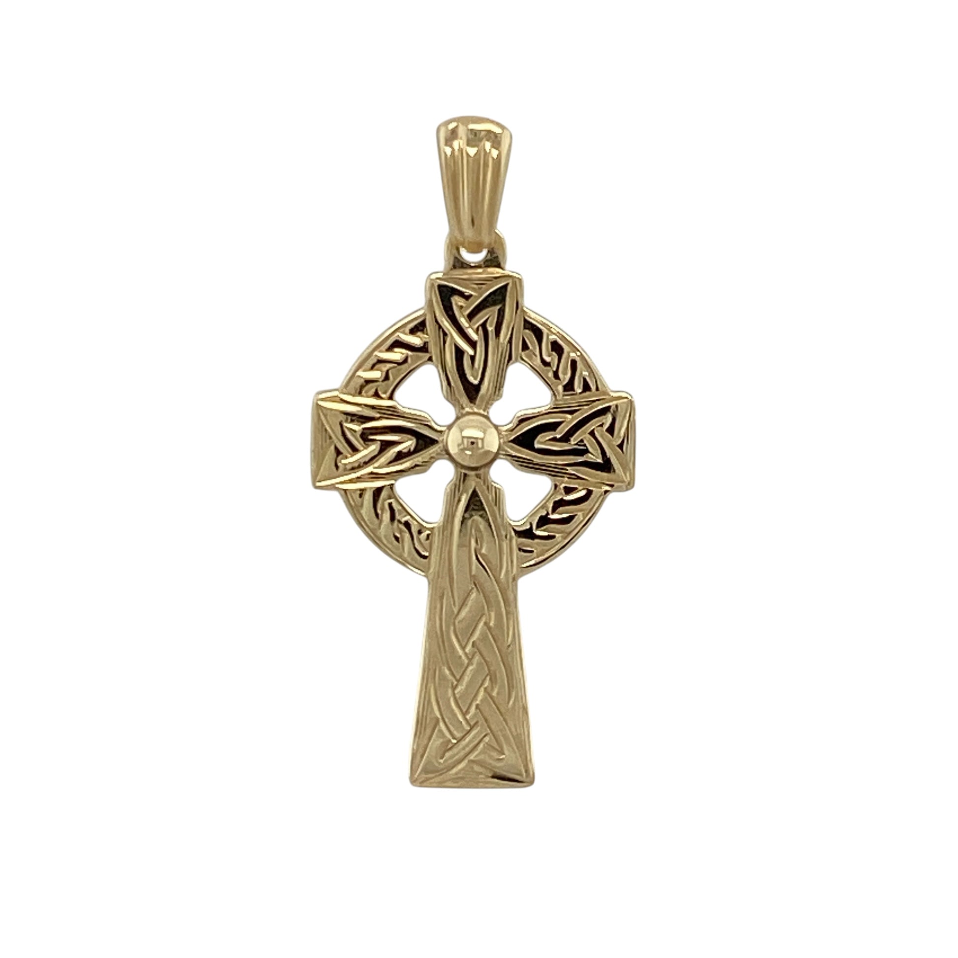 9ct Gold Patterned Celtic Cross Pendant