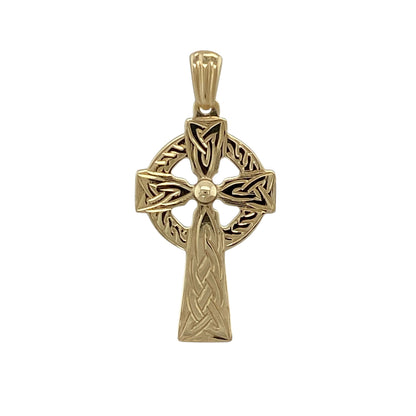9ct Gold Patterned Celtic Cross Pendant