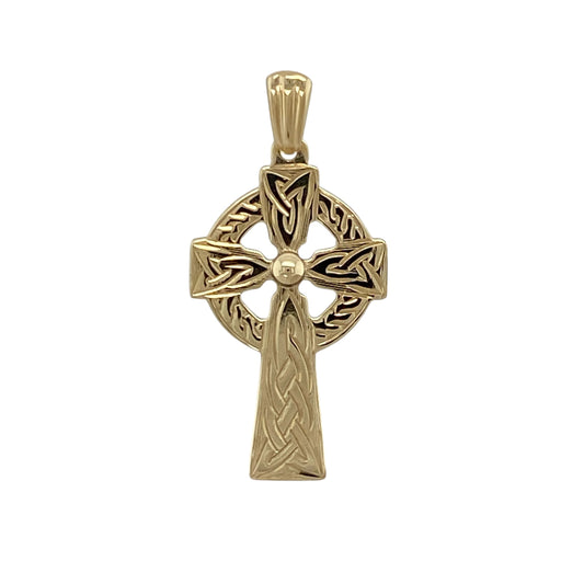 9ct Gold Patterned Celtic Cross Pendant
