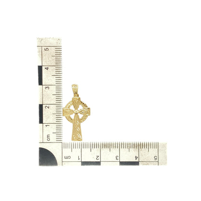 9ct Gold Patterned Celtic Cross Pendant