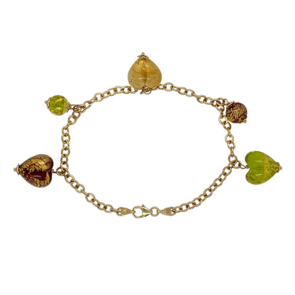 9ct Gold 7.5" Glass Style Bead Bracelet