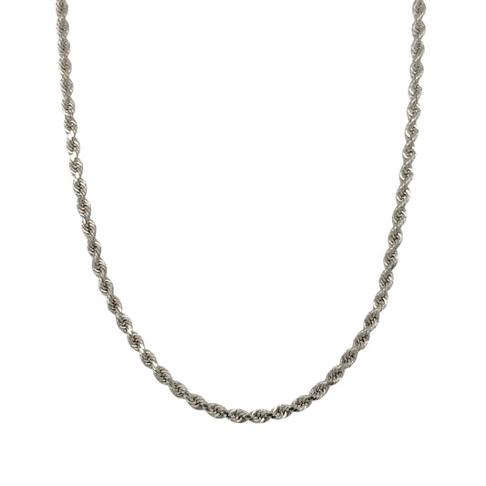 9ct White Gold 20" Rope Chain