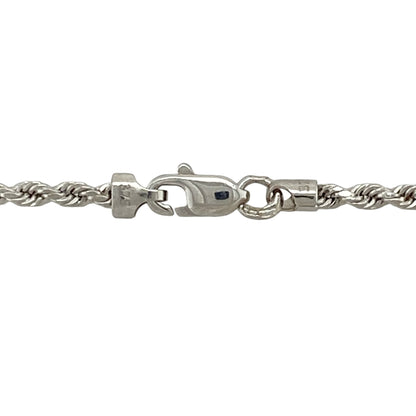 Add timeless elegance and versatile style to your jewellery collection with this pre-owned 9ct white gold rope chain, featuring a classic twisted link design that is perfect for wearing alone or paired with your favourite pendant.

Design: The chain features a traditional rope link design with an attractive twisted pattern that reflects the light beautifully, creating a timeless and sophisticated look suitable for any occasion.