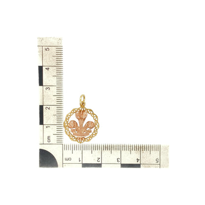 9ct Gold Welsh Three Feathers Round Celtic Pendant