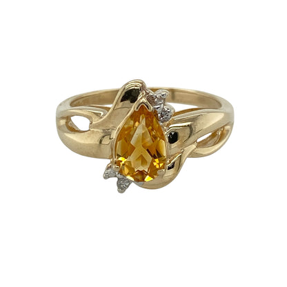 10ct Gold Diamond & Citrine Ring