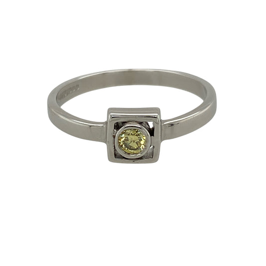18ct White Gold & Yellow Diamond Solitaire Ring