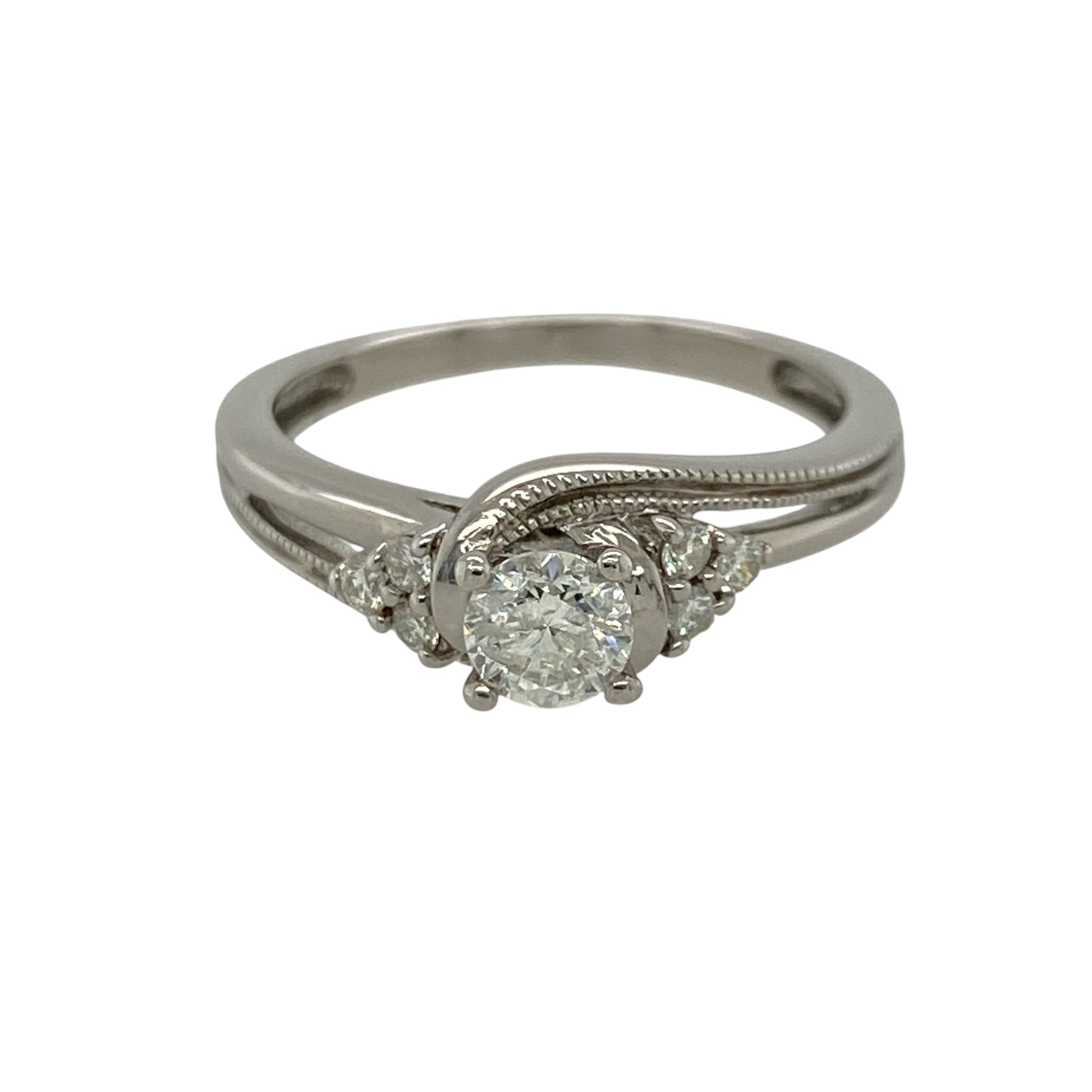 9ct White Gold & Diamond Twist Solitaire Ring