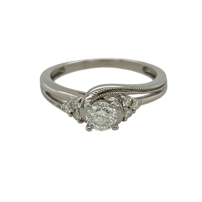 9ct White Gold & Diamond Twist Solitaire Ring