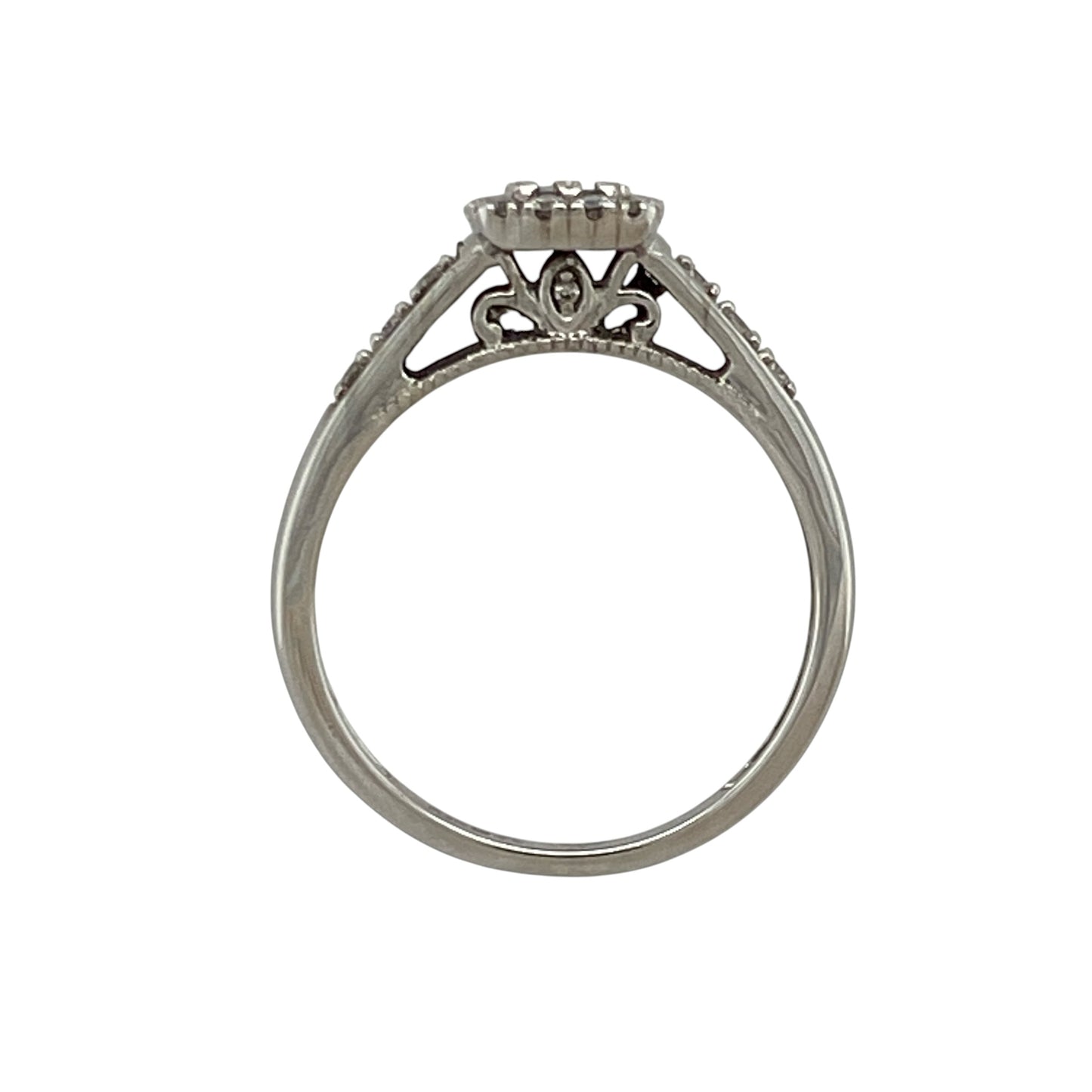 9ct White Gold & Diamond Square Cluster Ring