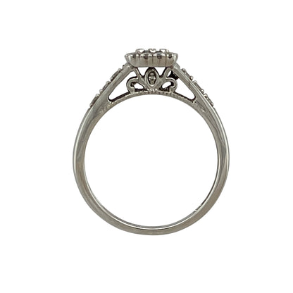 9ct White Gold & Diamond Square Cluster Ring