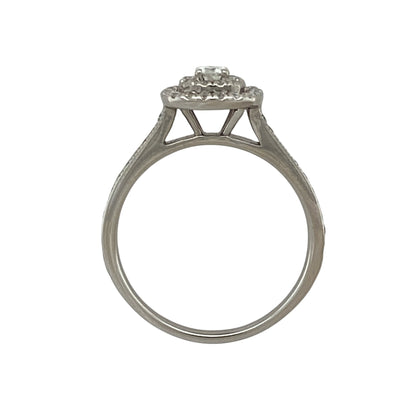 9ct White Gold & Diamond Double Halo Ring