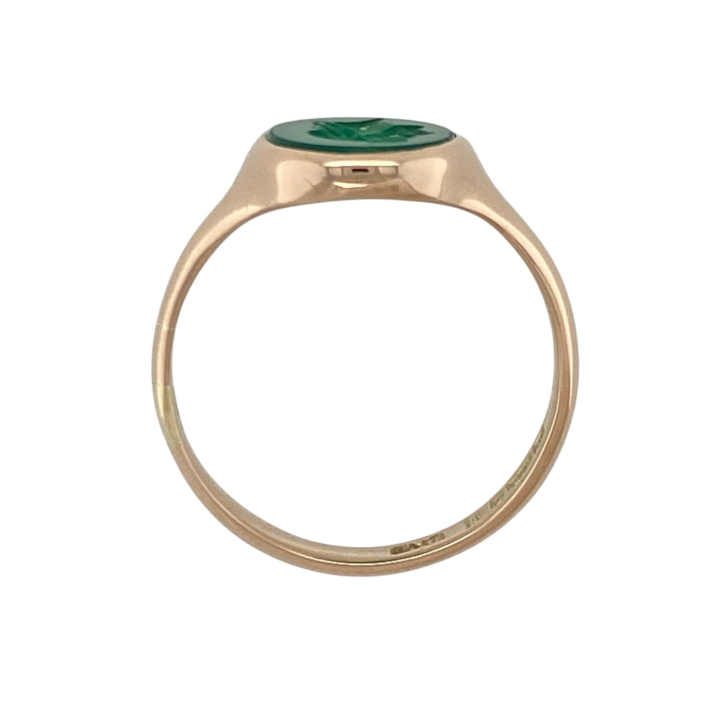 9ct Gold & Green Stone Centurion Oval Signet Ring