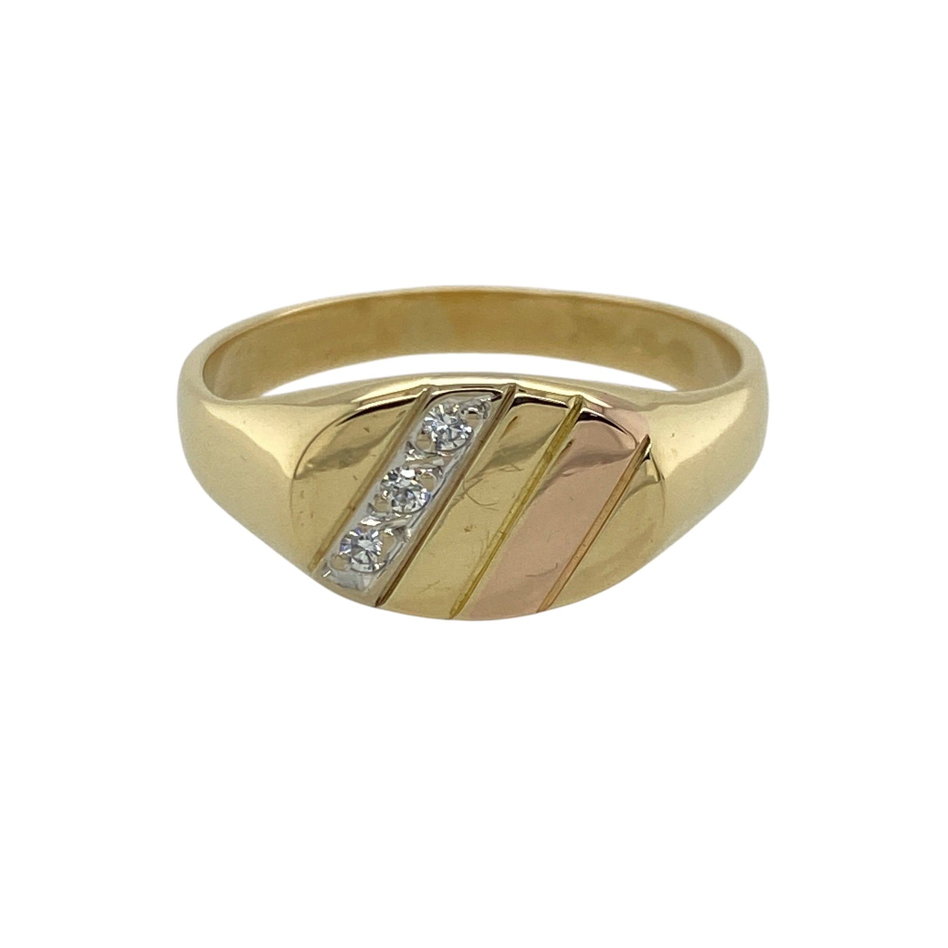 9ct Gold & Cubic Zirconia Oval Signet Ring